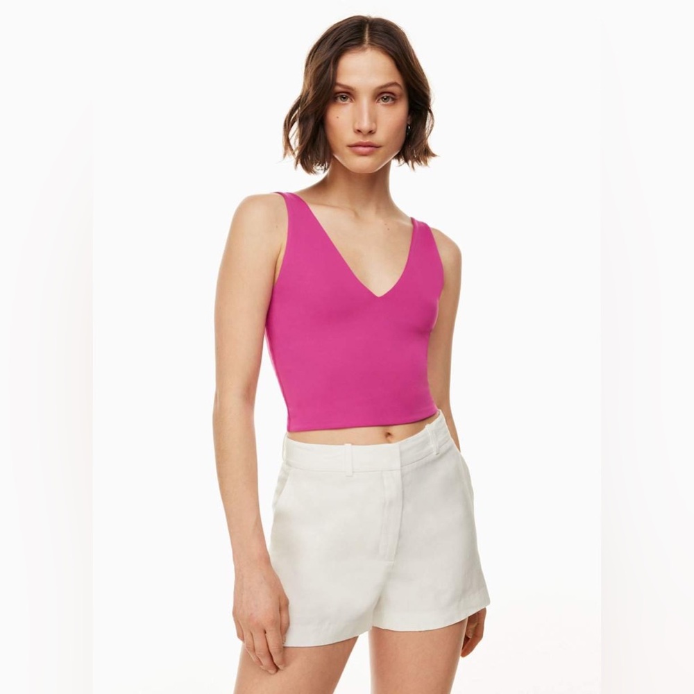 Babaton by Aritzia Contour V-Neck Tank Top - Fuchsia Pink - Size XS